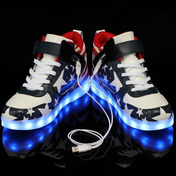 ⚡Unisex Star High Top USB Charging Light Up Shoes Sports LED Dancing Sneakers - Picture 6 of 7
